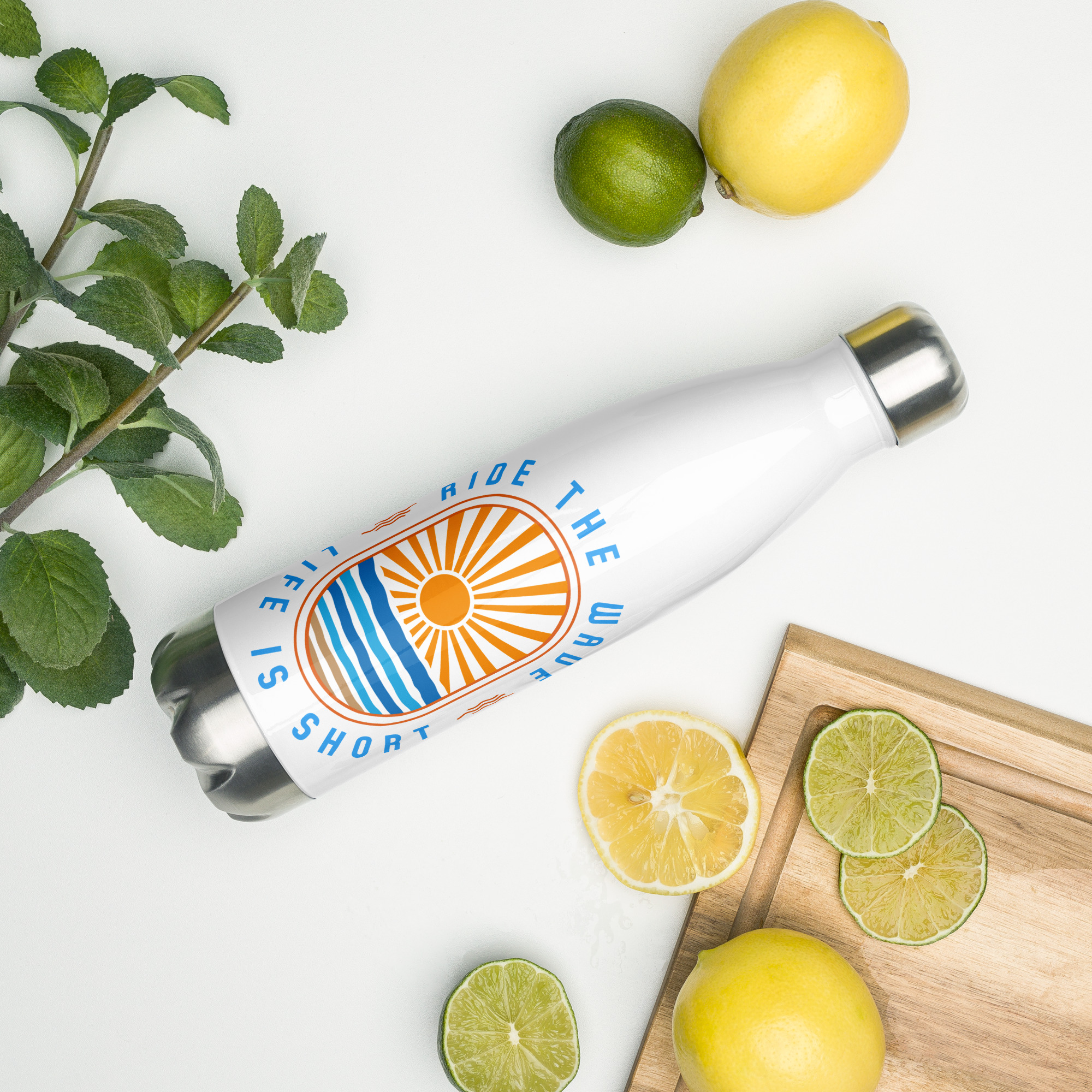 Ride the Wave - Life is Short: Stainless steel water bottle - Image 6